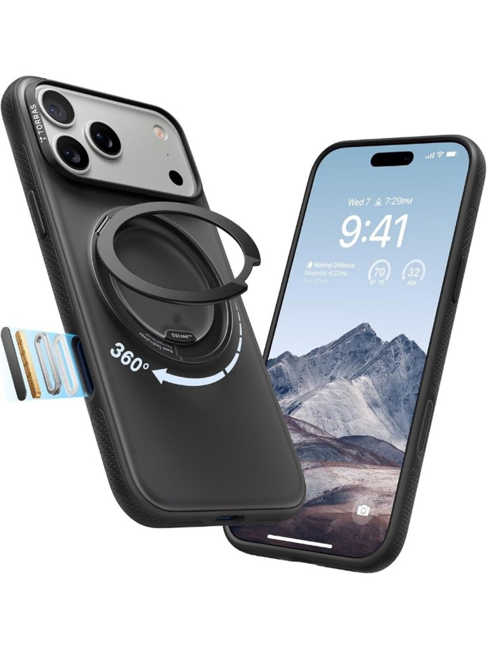360 Magnetic Stand Case for iPhone 17 Pro - Obsidian Black, Durable & Stylish